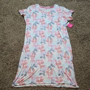 Plus Size 3X 22W - 24W Chemise Bows Nightgown Sleep Shirt Top Pockets